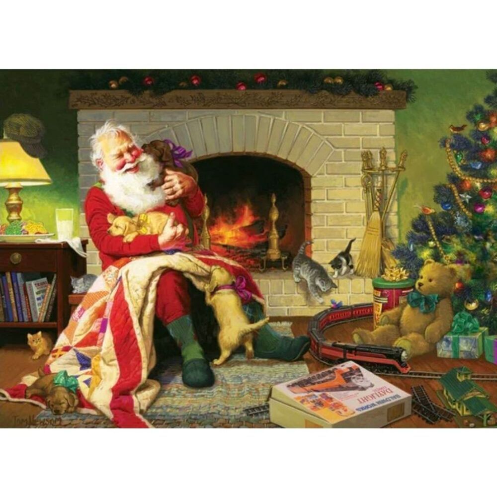 Cobble Hill Santa's Favorite Quilt 1000 pc Jigsaw Puzzle USED